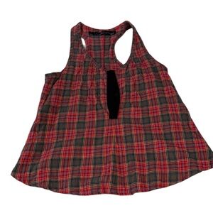 vintage PATTERSON J KINCAID BRUSHED 100% COTTON PLAID RASER BACK TANK Size Small